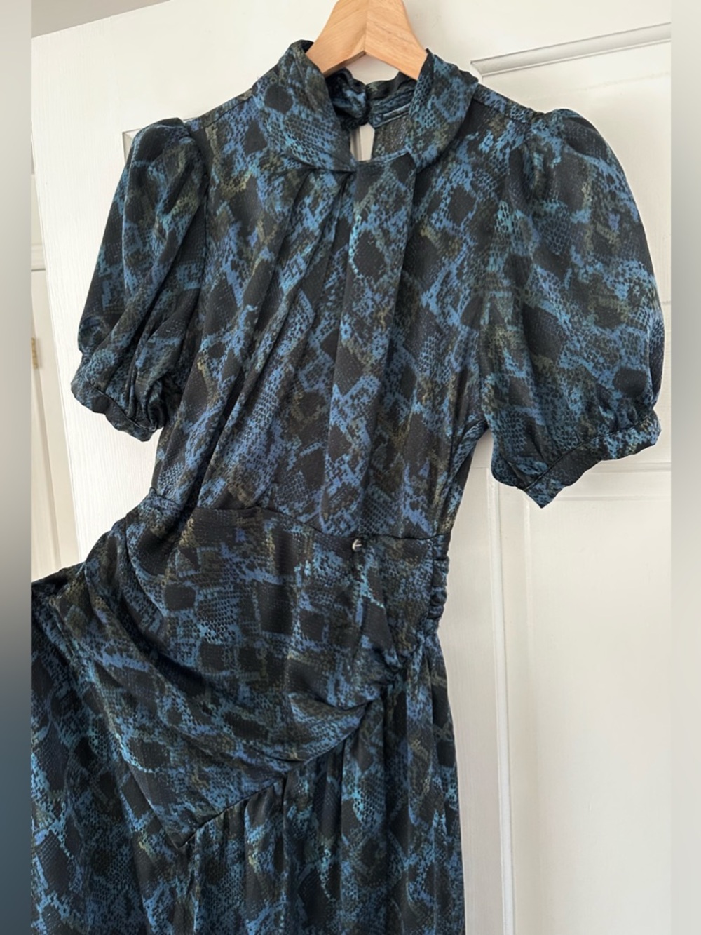 SOCIETA Italia Blue Black Snakeskin Maxi Dress High Neck Gothic Glam Size 42 / 6 - Picture 3 of 16